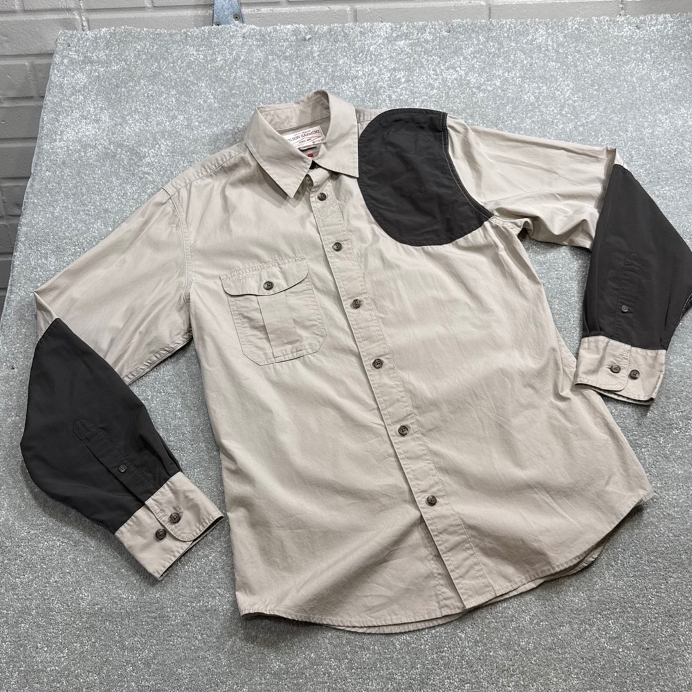 Filson Lightweight Shooting Shirt Left Hand Mens Small Nylon Overlay Long Sleeve